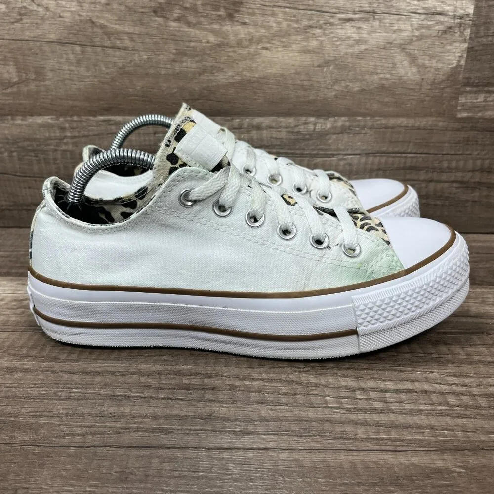 Converse All-Star Platform Cheetah Print White Womens US Size 7.5 EUR 38 565503C
